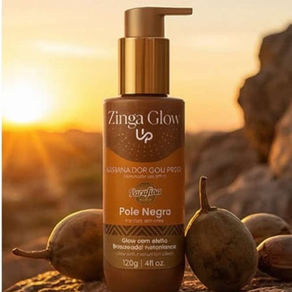 Loção Iluminadora e Protetor Solar FPS15 PELE NEGRA - ZINGA Glow UP 110g (Efeito bronzeador instantâneo) Parafina Bronze Arpoador