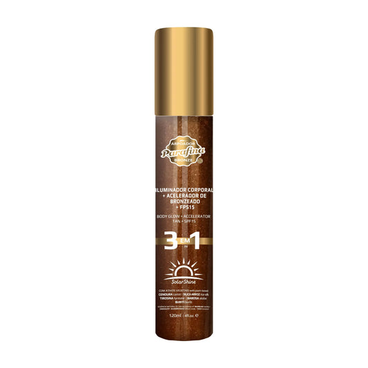 SolarShine 3x1 Glow+Prot.Solar FPS15+Acelerador Bronze (Bronzeamento Super Rápido) Parafina Bronze Arpoador